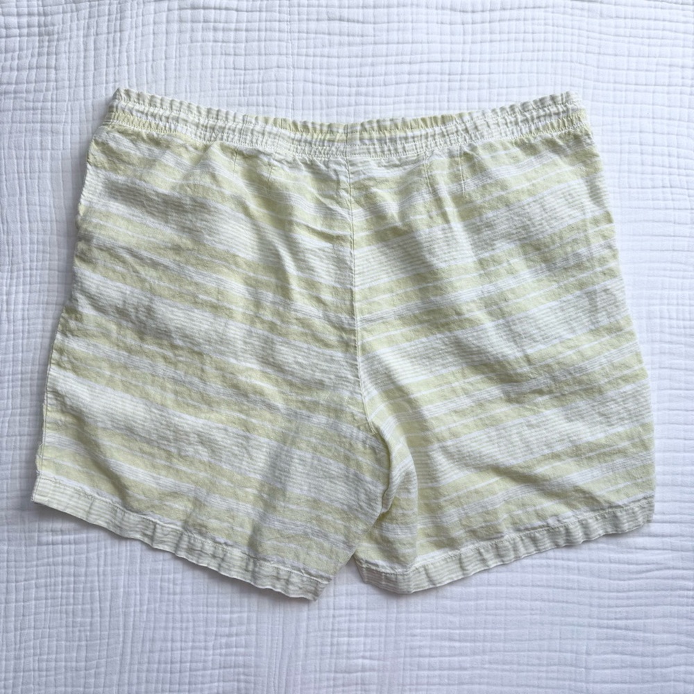 J. Jill 100% linen butter yellow & white striped shorts -Size XL -POCKETS - Picture 4 of 9